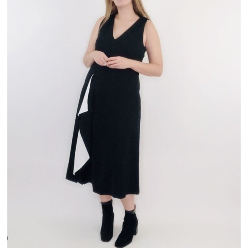 NWT Worth New York A-Line Draped Ruffle Sleeveless Midi Dress Size 8 Grunge Goth